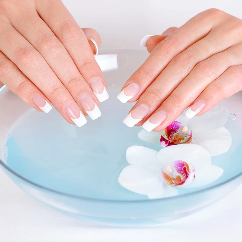 Coffin nails with milk white and - Modern Nails Salon